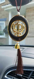 LARGE Plastic Gold Tone Stunning Khanda Punjabi Sikh Pendant Car Rear Mirror BRO