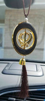 LARGE Plastic Gold Tone Stunning Khanda Punjabi Sikh Pendant Car Rear Mirror BRO