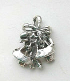 Christmas Bells Brooch Silver Plated Vintage Look Rhinestones Cake Pin B48