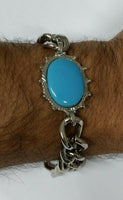 Stunning Steel SALMAN KHAN STYLE Movie Prem Ratan Dhan Payo Turquoise Bracelet G