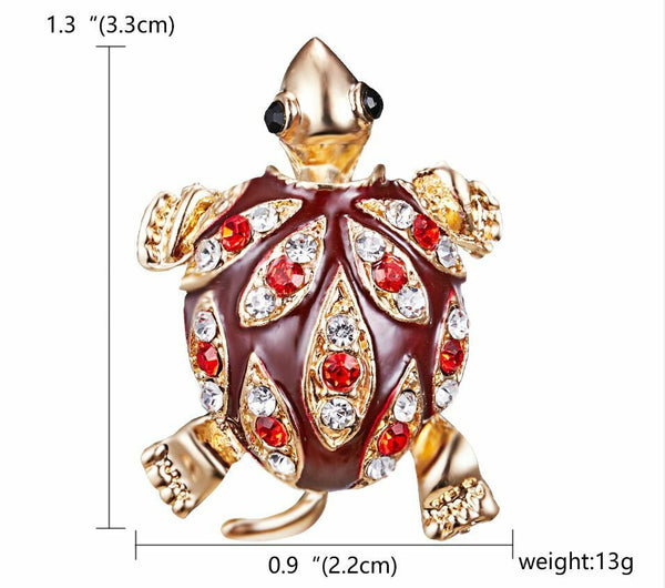 Stunning Vintage Look Gold Plated Tortoise Brooch Suit Coat Broach Pin Collar HA