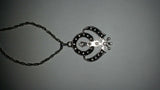 Unisex Large Sikh Khanda Pendant in Blue Red and Black with Stunning Rhinestones