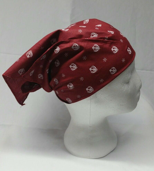 Sikh Punjabi Maroon Khalsa Khandas bandana Head Wrap Gear Rumal Handkerchief