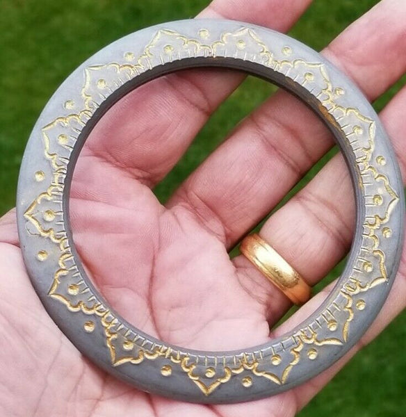 Sikh Kara Sarbloh Floral Engraved Bangle Singh Kaur Khalsa Pure Iron Kada V10