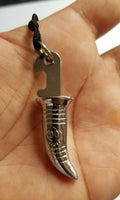 Stainless Steel Sikh Singh Kaur Sword Khanda engraved Pendant in thread Necklace