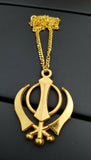 Gold Plated Khanda Pendant Punjabi Sikh Kaur Stunning Car Rear Mirror Hanger