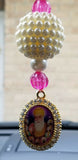 Gold Plated Punjabi Singh Kaur Sikh Ten Gurus Nanak Pendant Car Rear Mirror Pink