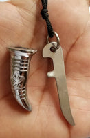 Stainless Steel Sikh Singh Kaur Sword Khanda engraved Pendant in thread Necklace
