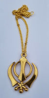 Gold Plated Khanda Pendant Punjabi Sikh Kaur Stunning Car Rear Mirror Hanger