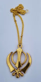 Gold Plated Khanda Pendant Punjabi Sikh Kaur Stunning Car Rear Mirror Hanger