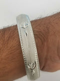 Silver Plated Laser Engraved Khandas Sikh Singh Kaur Khalsa Kara Bangle Kada U3