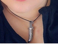 Stainless Steel Sikh Singh Kaur Sword Khanda engraved Pendant in thread Necklace