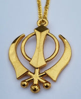 Gold Plated Khanda Pendant Punjabi Sikh Kaur Stunning Car Rear Mirror Hanger