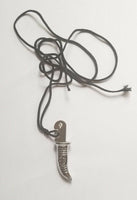 Stainless Steel Sikh Singh Kaur Sword Khanda engraved Pendant in thread Necklace
