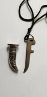Stainless Steel Sikh Singh Kaur Sword Khanda engraved Pendant in thread Necklace