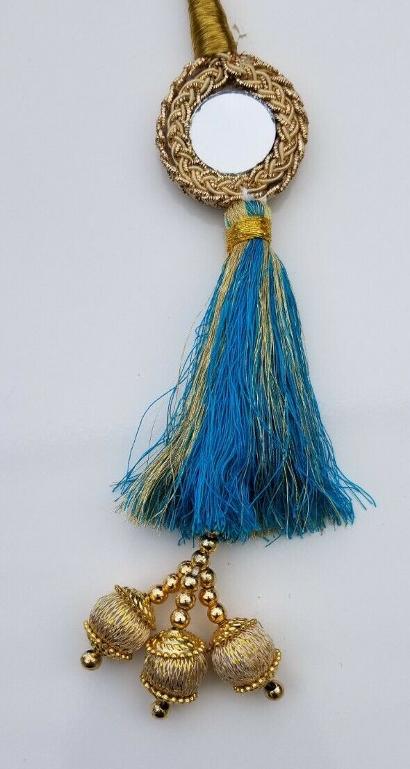 Paranda Indiana Per Trecce, Specchio Sposa Patiala, Nappe In Seta Oro H5
