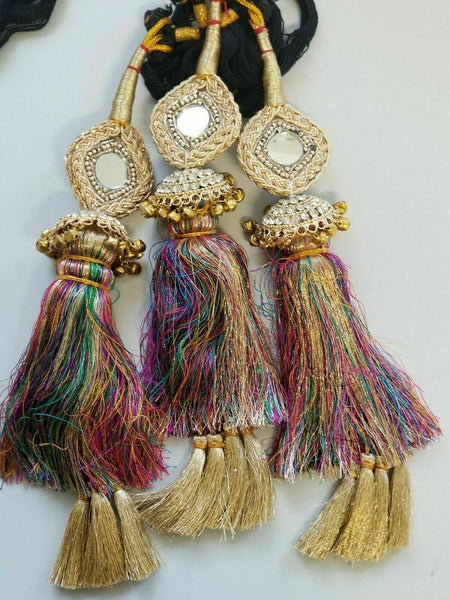Indian Punjabi Pranda Mehndi Jagoo Mirror Bridal Patiala Paranda Hair Braid A38