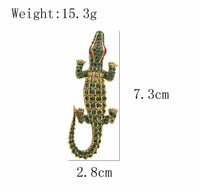 Stunning Diamonte Gold Plated Vintage Look Crocodile Christmas Brooch Pin C3