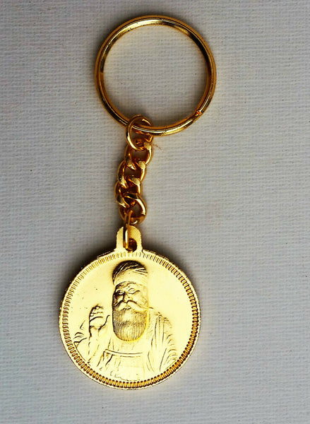 Talisman Protection Guru Nank 1 Onkar Gold Plated KEY RING Punjabi Chain OS105