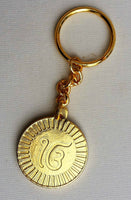 Talisman Protection Guru Nank 1 Onkar Gold Plated KEY RING Punjabi Chain OS105