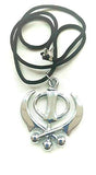 Bracelet en acier inoxydable Punjabi Sikh Khanda avec pendentif en forme de voiture - À suspendre au mur ou à une porte - Pour prospérité, bonne chance - Cadeau idéal pour une pendaison de crémaillère, une réussite et une élimination des obstacles.