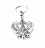 Porte-clés Punjabi Sikh Khanda en acier inoxydable avec pompon, prospérité et bonne chance, parfait cadeau de pendaison de crémaillère, réussir la croissance et enlever les obstacles.