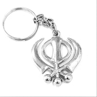 Porte-clés Punjabi Sikh Khanda en acier inoxydable avec pompon, prospérité et bonne chance, parfait cadeau de pendaison de crémaillère, réussir la croissance et enlever les obstacles.