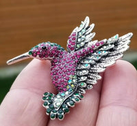 Humming Bird Brooch Vintage Look SILVER Plated Suit Coat Broach Collar Pin B8S