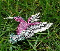 Humming Bird Brooch Vintage Look SILVER Plated Suit Coat Broach Collar Pin B8S