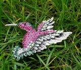 Humming Bird Brooch Vintage Look SILVER Plated Suit Coat Broach Collar Pin B8S
