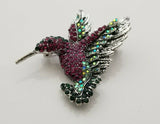 Humming Bird Brooch Vintage Look SILVER Plated Suit Coat Broach Collar Pin B8S