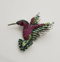 Humming Bird Brooch Vintage Look SILVER Plated Suit Coat Broach Collar Pin B8S
