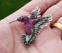 Humming Bird Brooch Vintage Look SILVER Plated Suit Coat Broach Collar Pin B8S