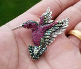 Humming Bird Brooch Vintage Look SILVER Plated Suit Coat Broach Collar Pin B8S