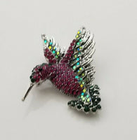 Humming Bird Brooch Vintage Look SILVER Plated Suit Coat Broach Collar Pin B8S