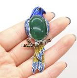 Parrot Brooch Silver Plated High End design Celebrity Broach Vintage Look Pin A4