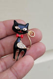 Black cat brooch vintage look gold plated retro enamel celebrity broach pin k20