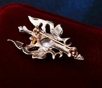 Stunning vintage look gold plated dragon sword blue design brooch broach pin b38