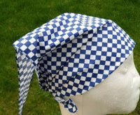 Sikh punjabi blue white boxes hindu bandana head wrap gear rumal handkerchief yy