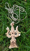 Hindu wooden om trishul trident evil eye protection good luck pendant gift dd2