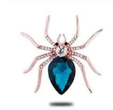 Stunning diamonte gold plated vintage look blue spider pin christmas brooch b9