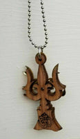Hindu wooden om trishul trident evil eye protection good luck pendant gift dd2