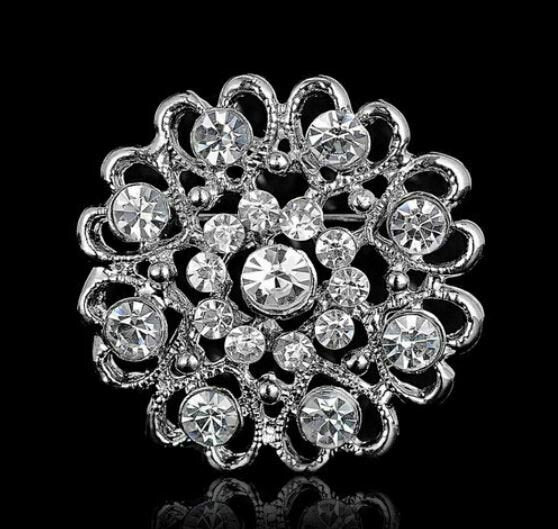 Christmas new year stunning diamonte silver plated brooch pin broach gift rr2