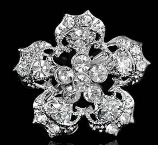 Christmas new year stunning diamonte silver plated brooch pin broach gift rr5