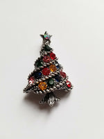 Stunning diamonte silver plated vintage look christmas tree brooch cake pin b1