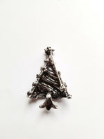 Stunning diamonte silver plated vintage look christmas tree brooch cake pin b1