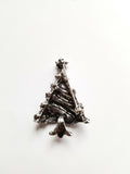Stunning diamonte silver plated vintage look christmas tree brooch cake pin b1
