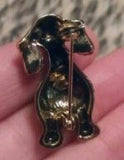 Stunning gold plated vintage look classic puppy dog christmas brooch cake pin n3