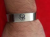 Unisex stainless steel laser engraved khanda clip on sikh kara - adjustable size