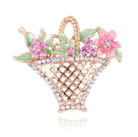 Flower basket brooch vintage look gold plated designer broach celebrity pin k32